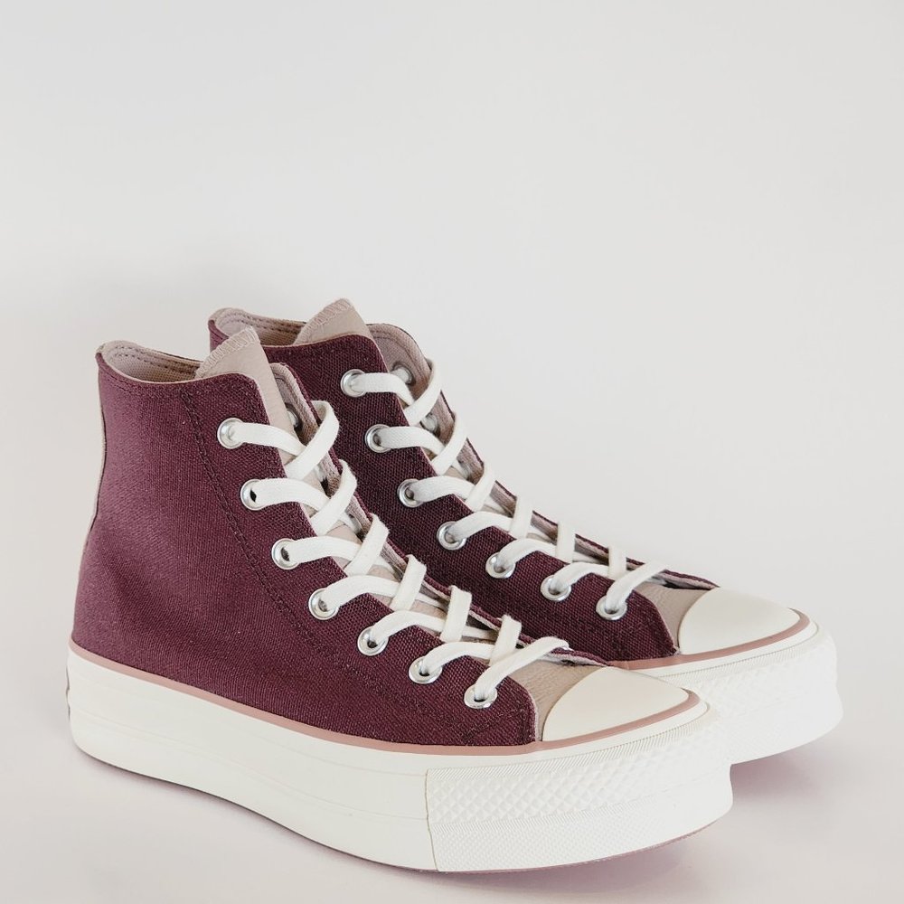 Converse CTAS Hi Lift Dark Wine/Stone Mauve Women's Platform Sneaker A03721C NWT - Picture 1 of 6